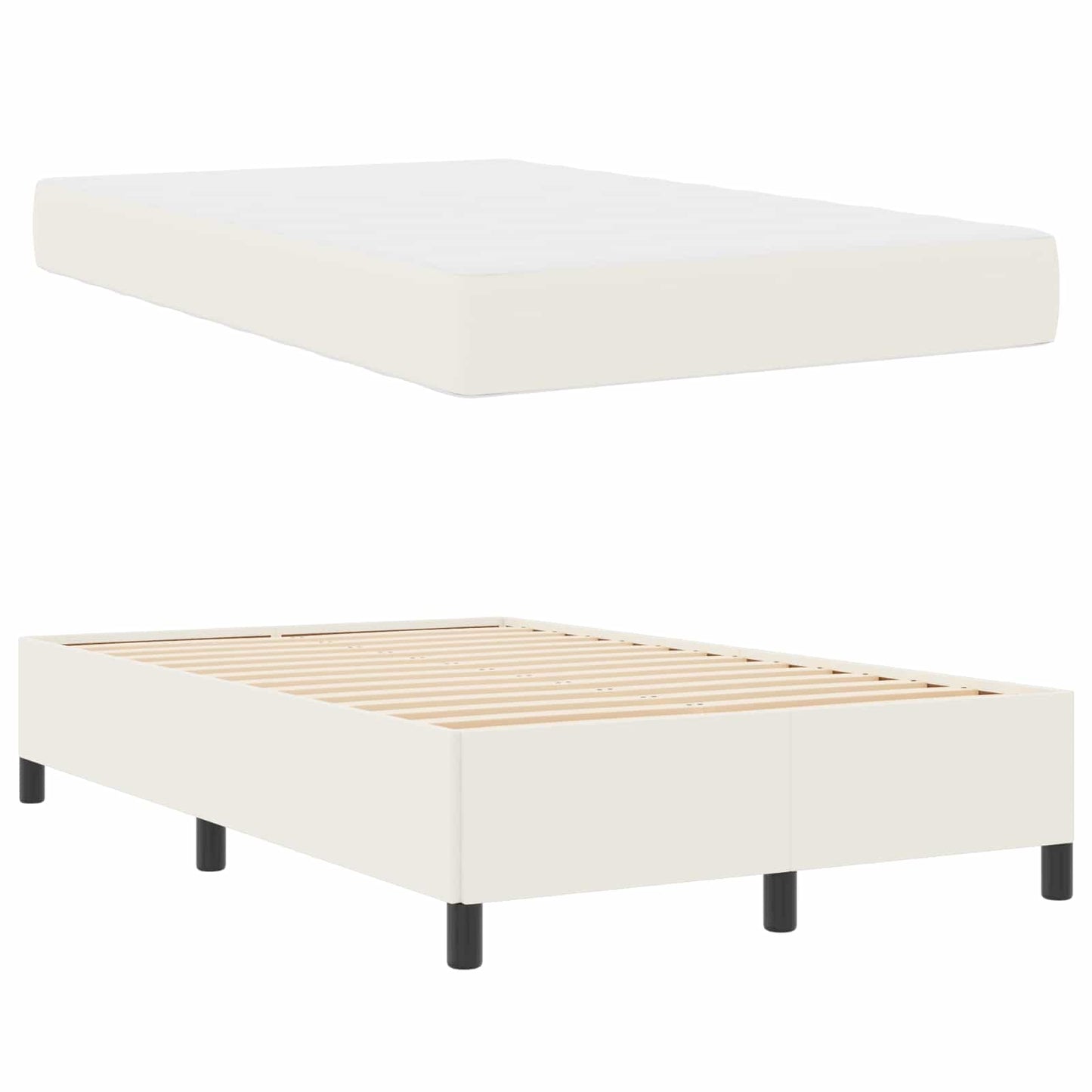 Struttura del letto con materasso Crema 120 x 200 cm Tessuto