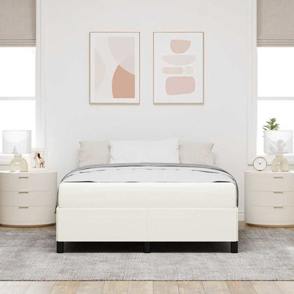 Struttura del letto con materasso Crema 140 x 190 cm Tessuto