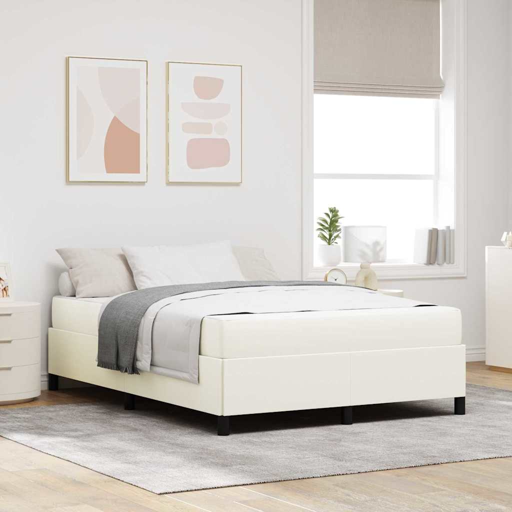 Struttura del letto con materasso Crema 160 x 200 cm Tessuto