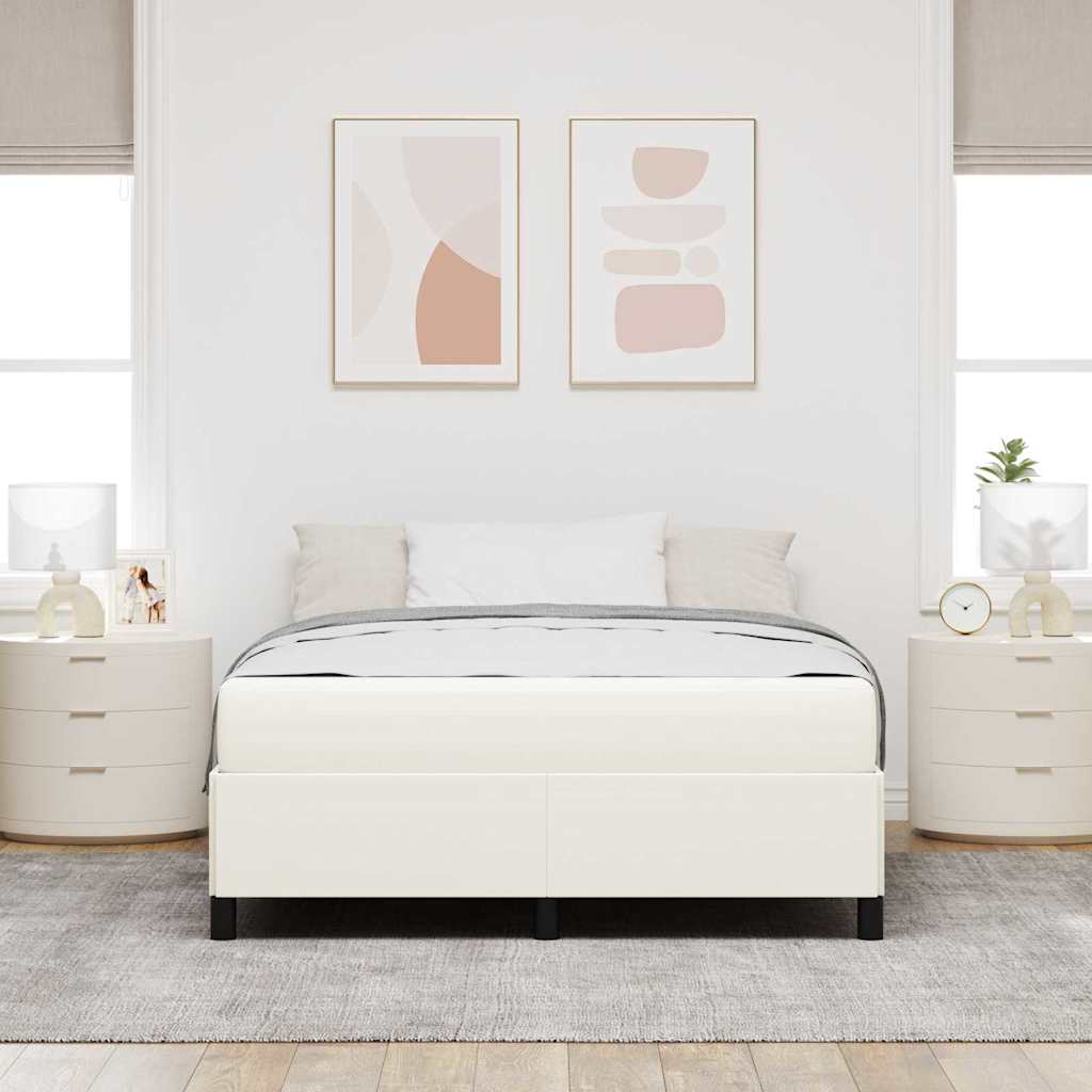Struttura del letto con materasso Crema 160 x 200 cm Tessuto