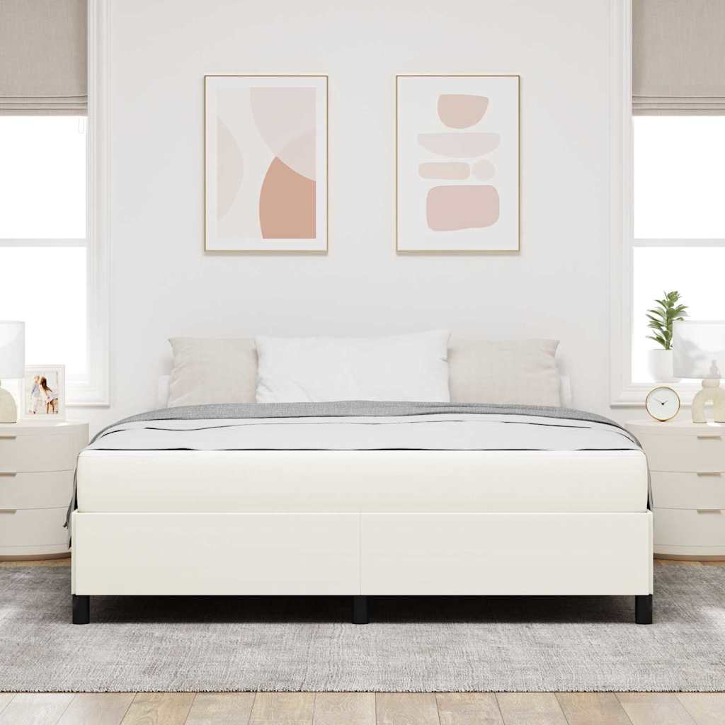 Struttura del letto con materasso Crema 180 x 200 cm Tessuto