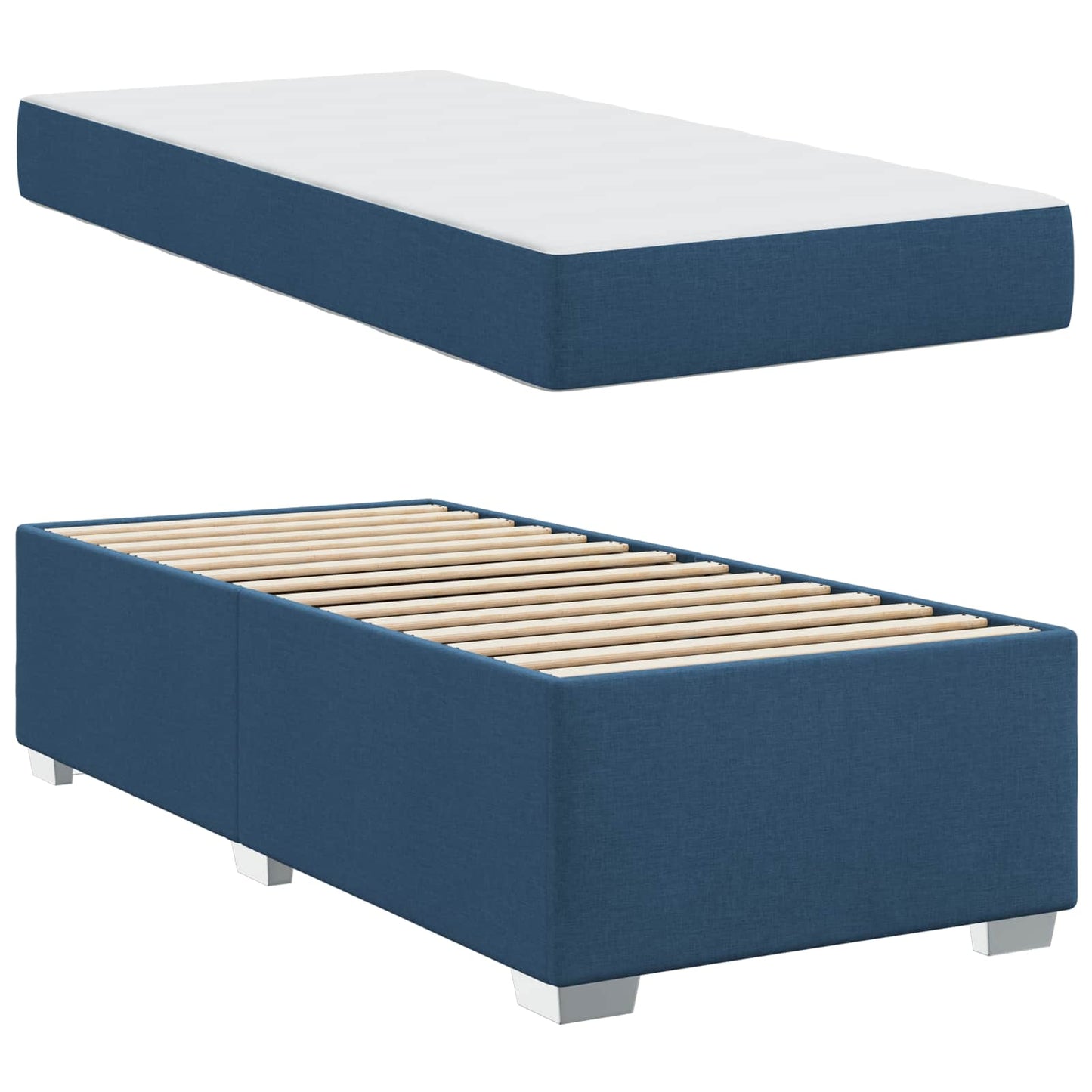 Struttura del letto con materasso Blu 80 x 200 cm Tessuto