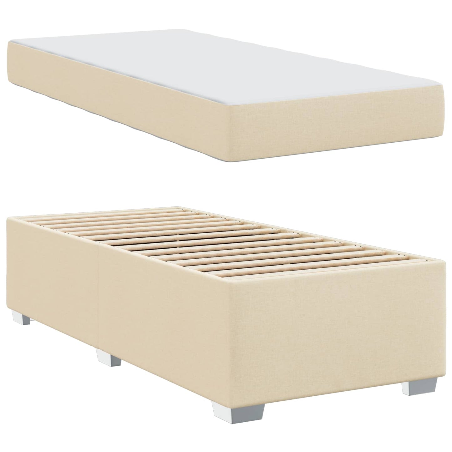 Struttura del letto con materasso Crema 90 x 190 cm Tessuto