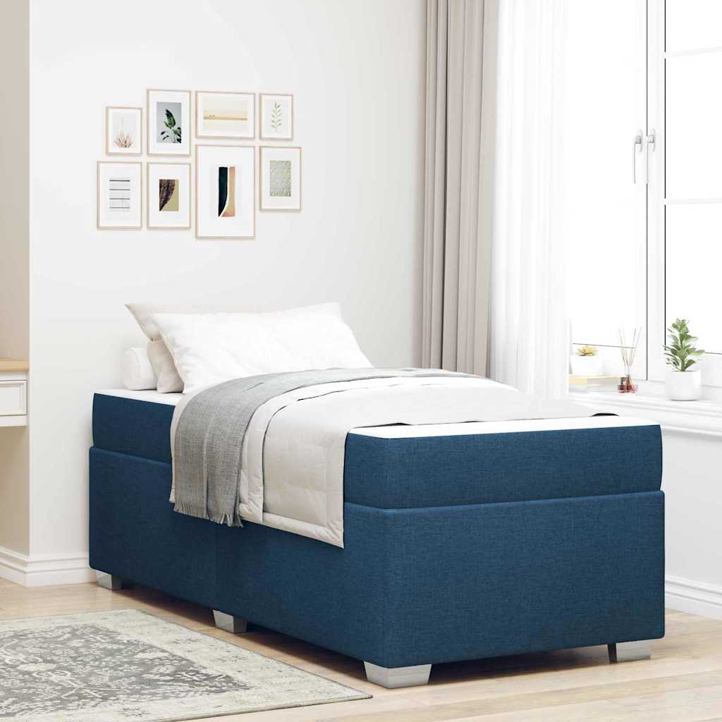 Struttura del letto con materasso Blu 100 x 200 cm Tessuto