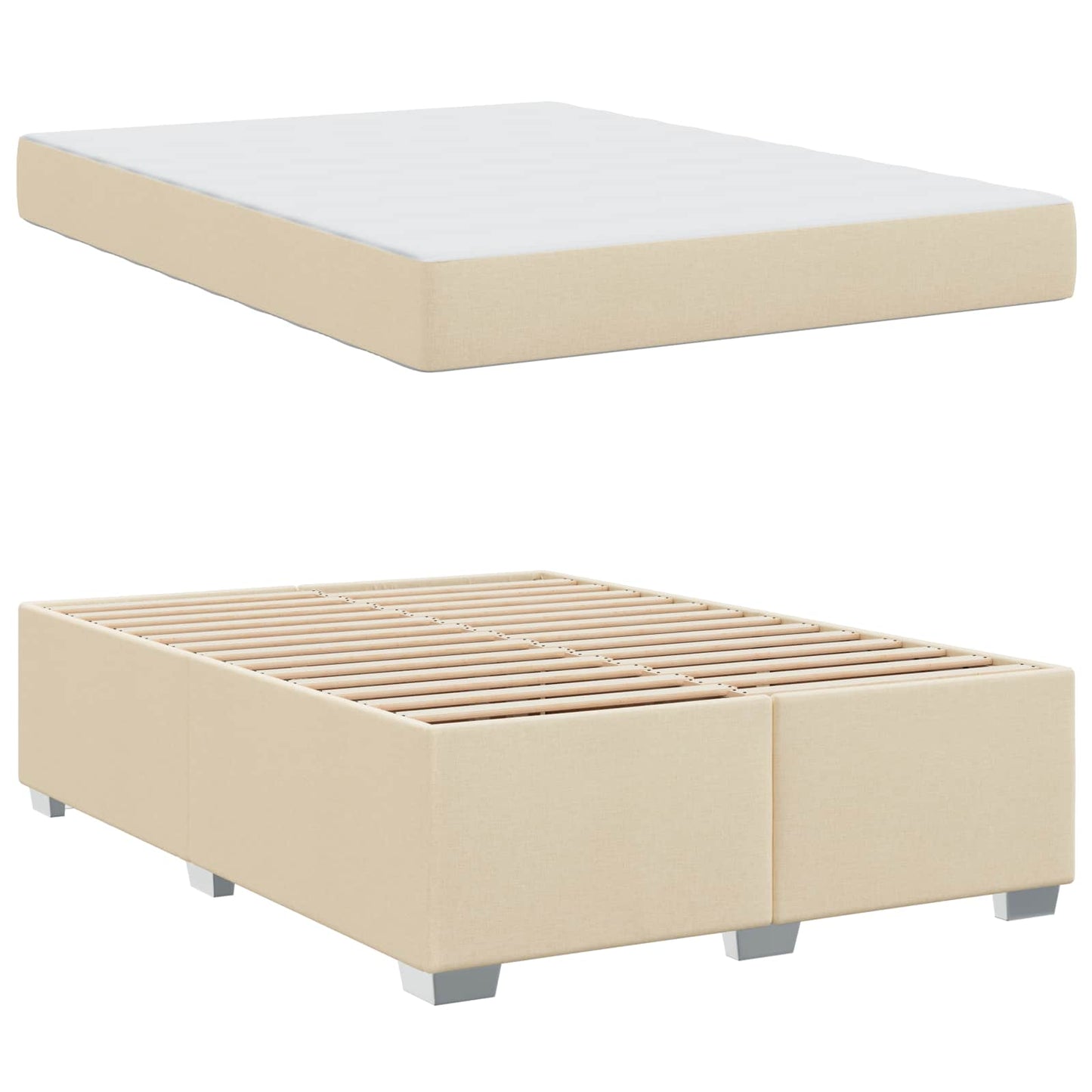 Struttura del letto con materasso Crema 160 x 200 cm Tessuto