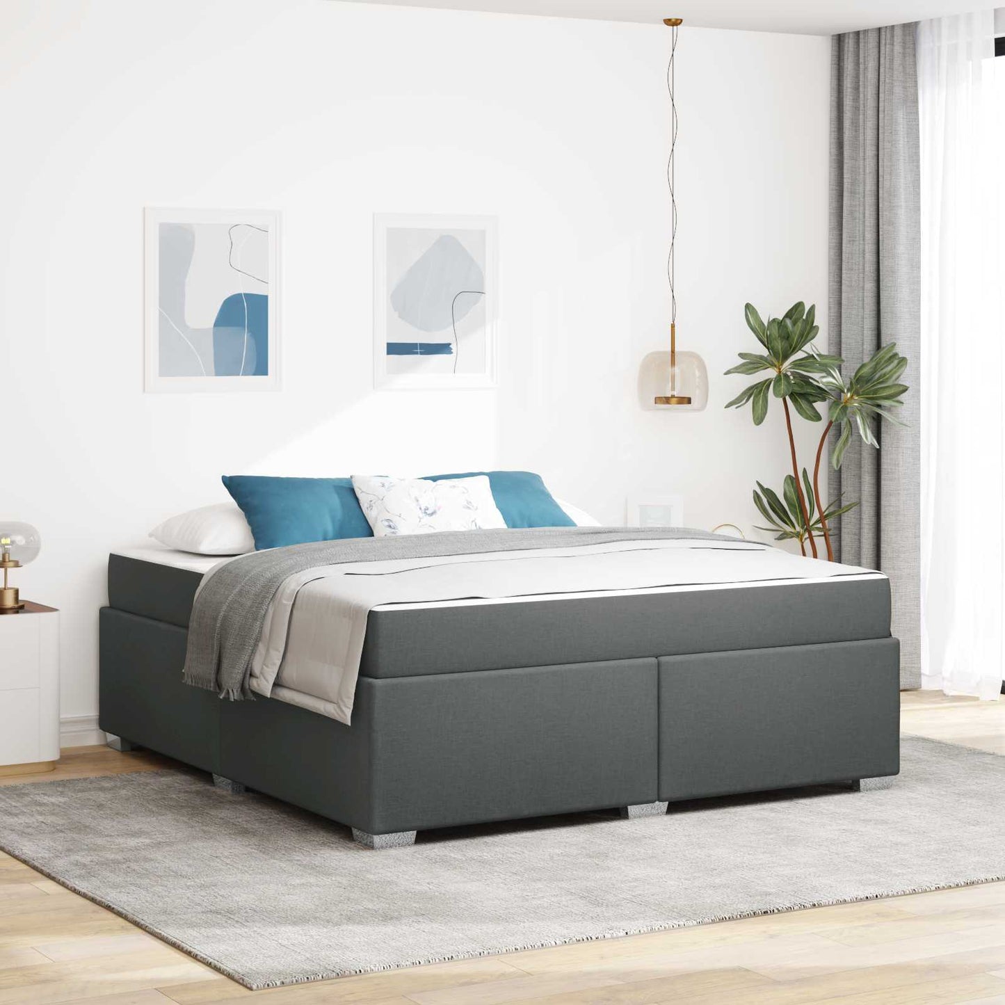 Struttura del letto Grigio scuro 180 x 200 cm Tessuto