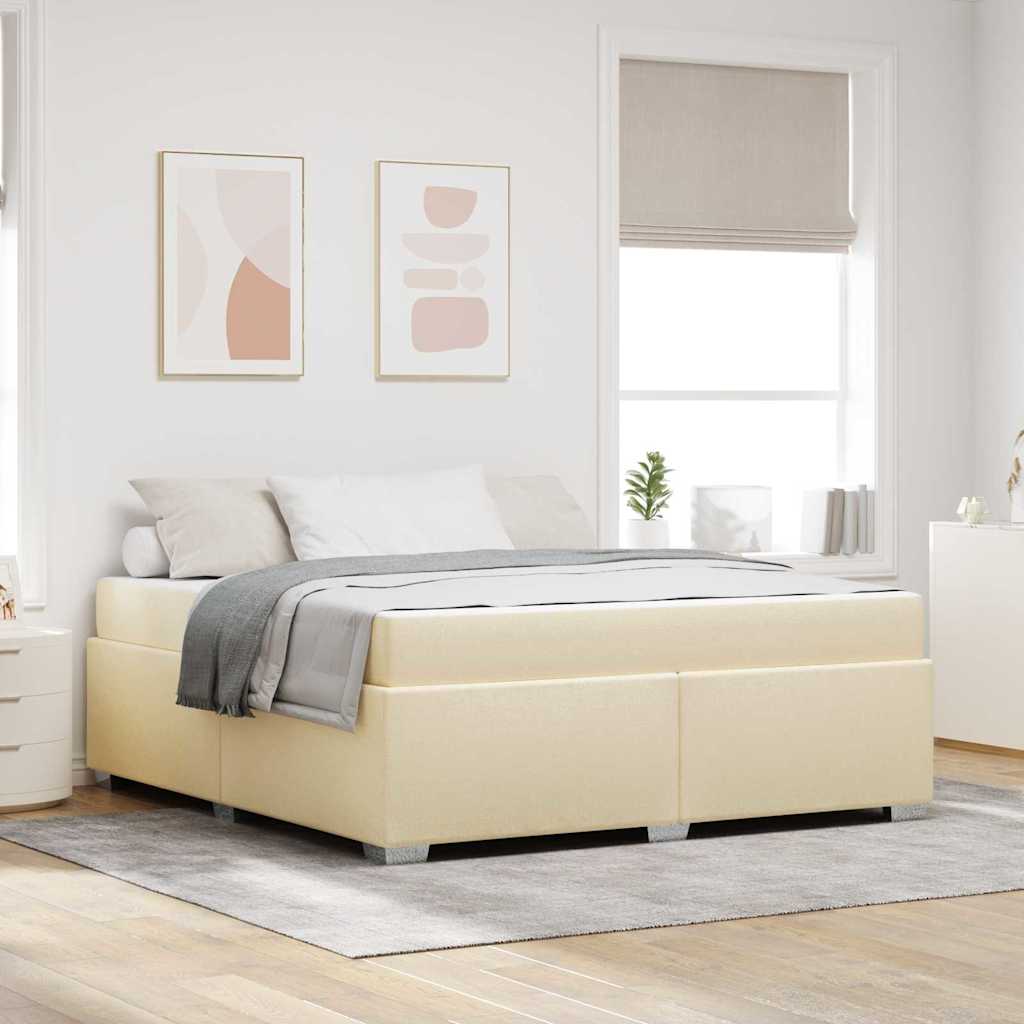 Struttura del letto con materasso Crema 180 x 200 cm Tessuto