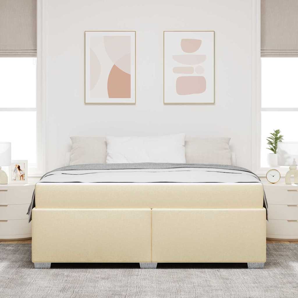 Struttura del letto con materasso Crema 180 x 200 cm Tessuto