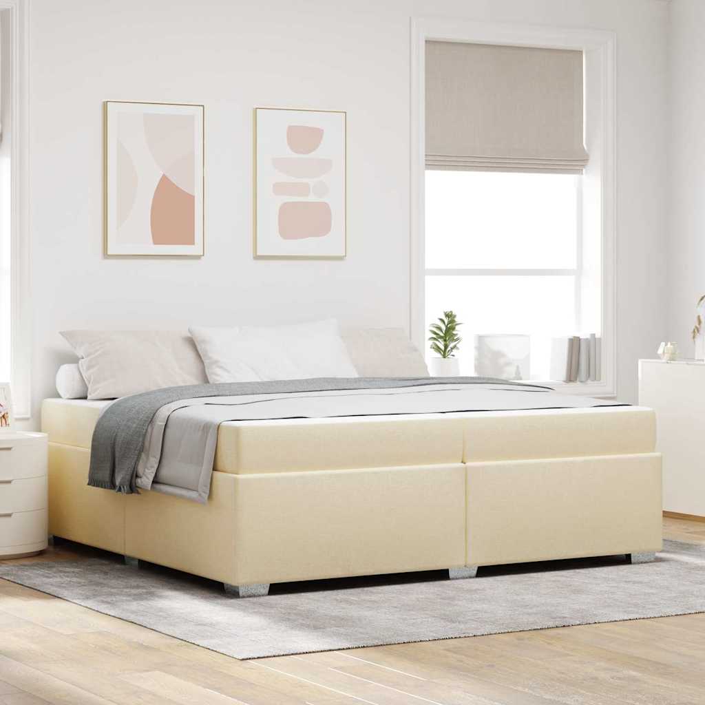 Struttura del letto con materasso Crema 200 x 200 cm Tessuto