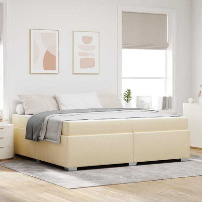Struttura del letto con materasso Crema 200 x 200 cm Tessuto