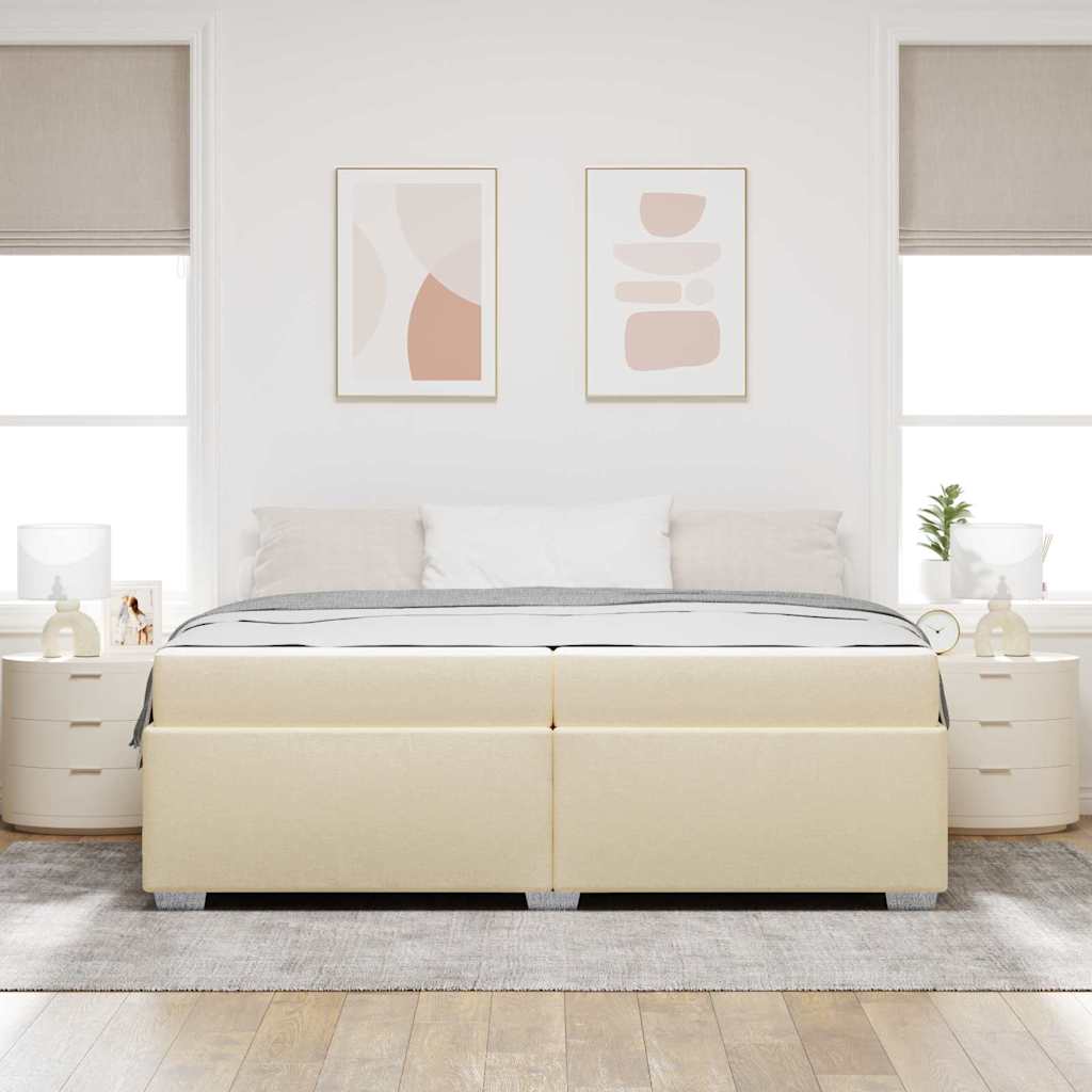 Struttura del letto con materasso Crema 200 x 200 cm Tessuto