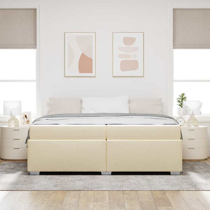 Struttura del letto con materasso Crema 200 x 200 cm Tessuto