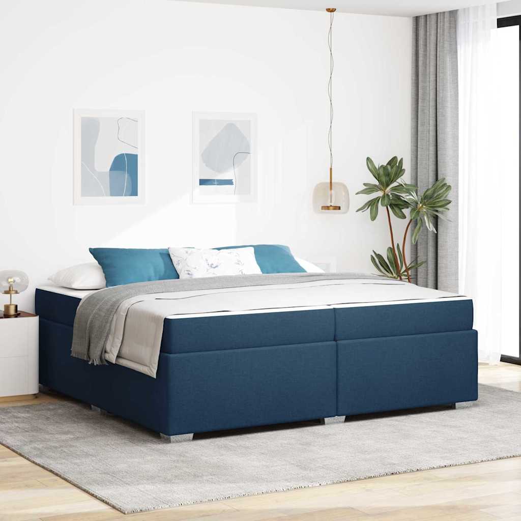 Struttura del letto con materasso Blu 200 x 200 cm Tessuto