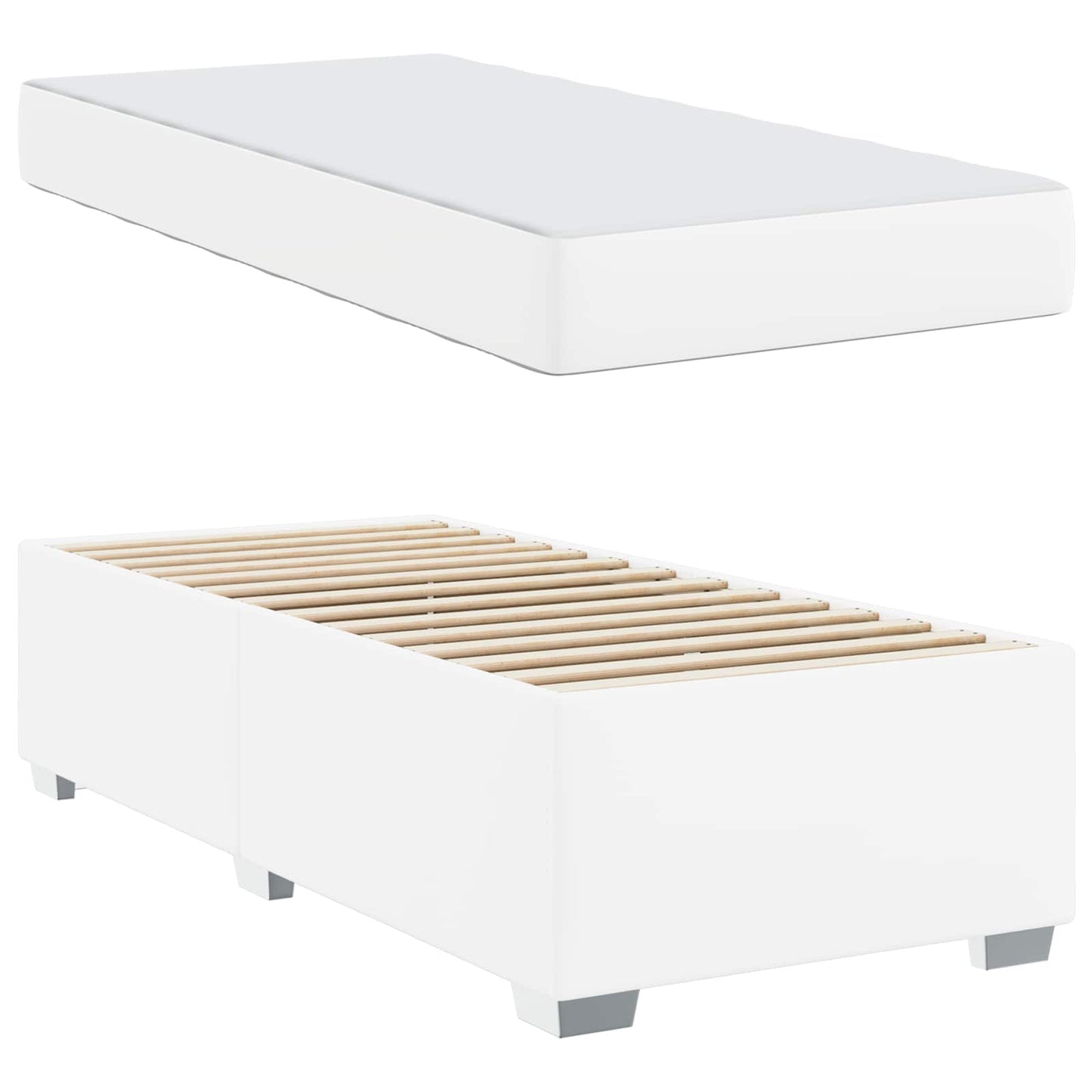 Struttura del letto con materasso Bianco 100 x 200 cm Tessuto