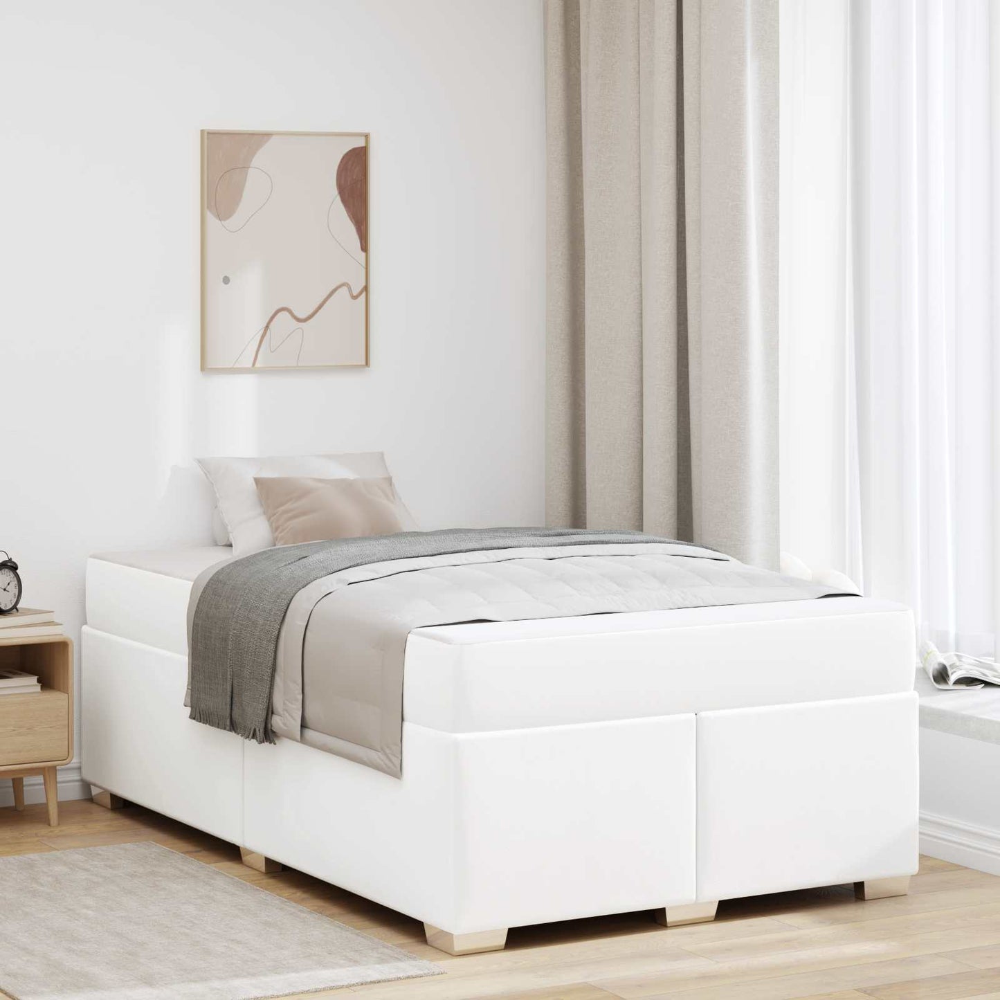 Struttura del letto con materasso Bianco 120 x 190 cm Tessuto