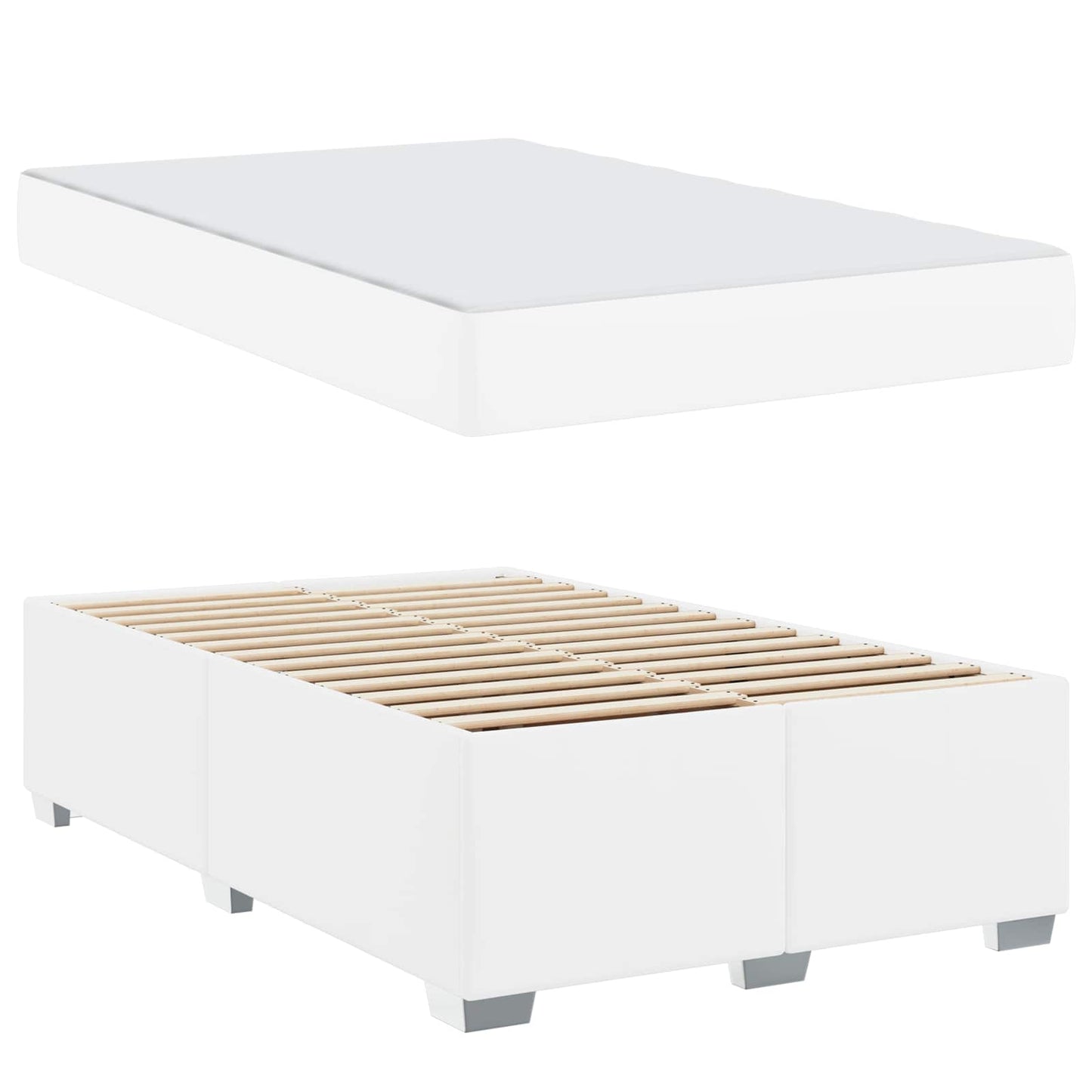 Struttura del letto con materasso Bianco 120 x 190 cm Tessuto