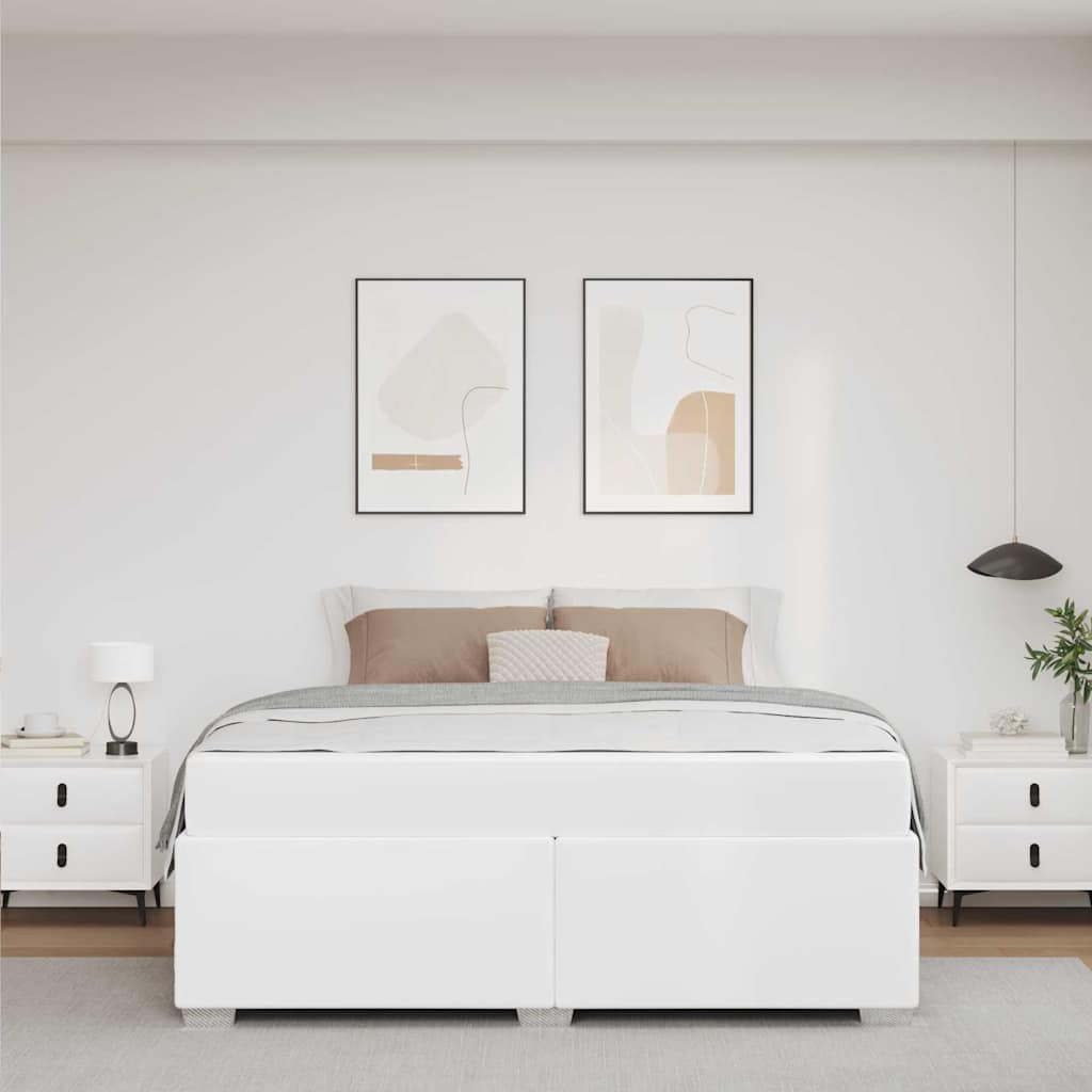 Struttura del letto con materasso Bianco 160 x 200 cm Tessuto