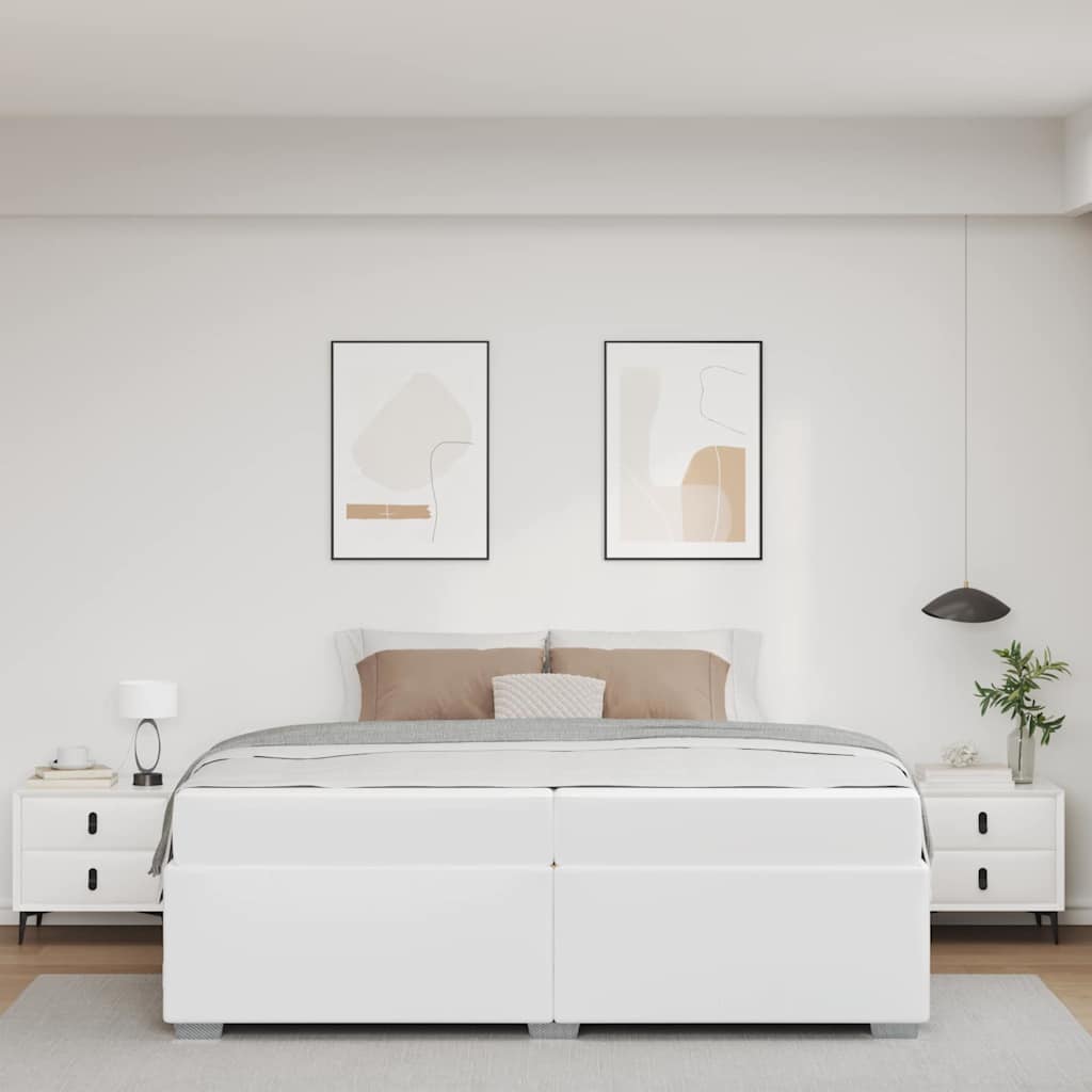 Struttura del letto con materasso Bianco 200 x 200 cm Tessuto