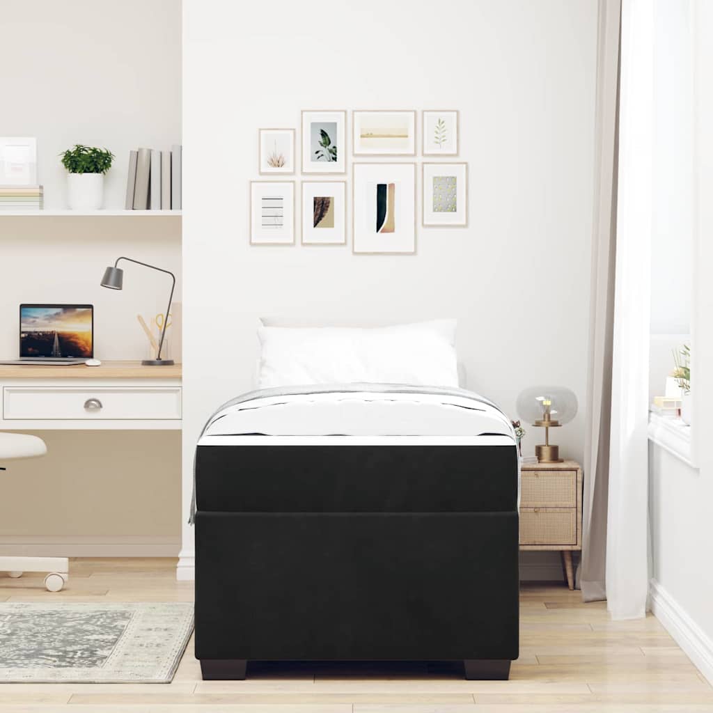 Struttura del letto con materasso Nero 90 x 190 cm Tessuto