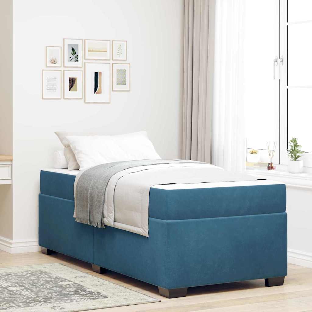 Struttura del letto con materasso Blu Scuro 90 x 200 cm Tessuto