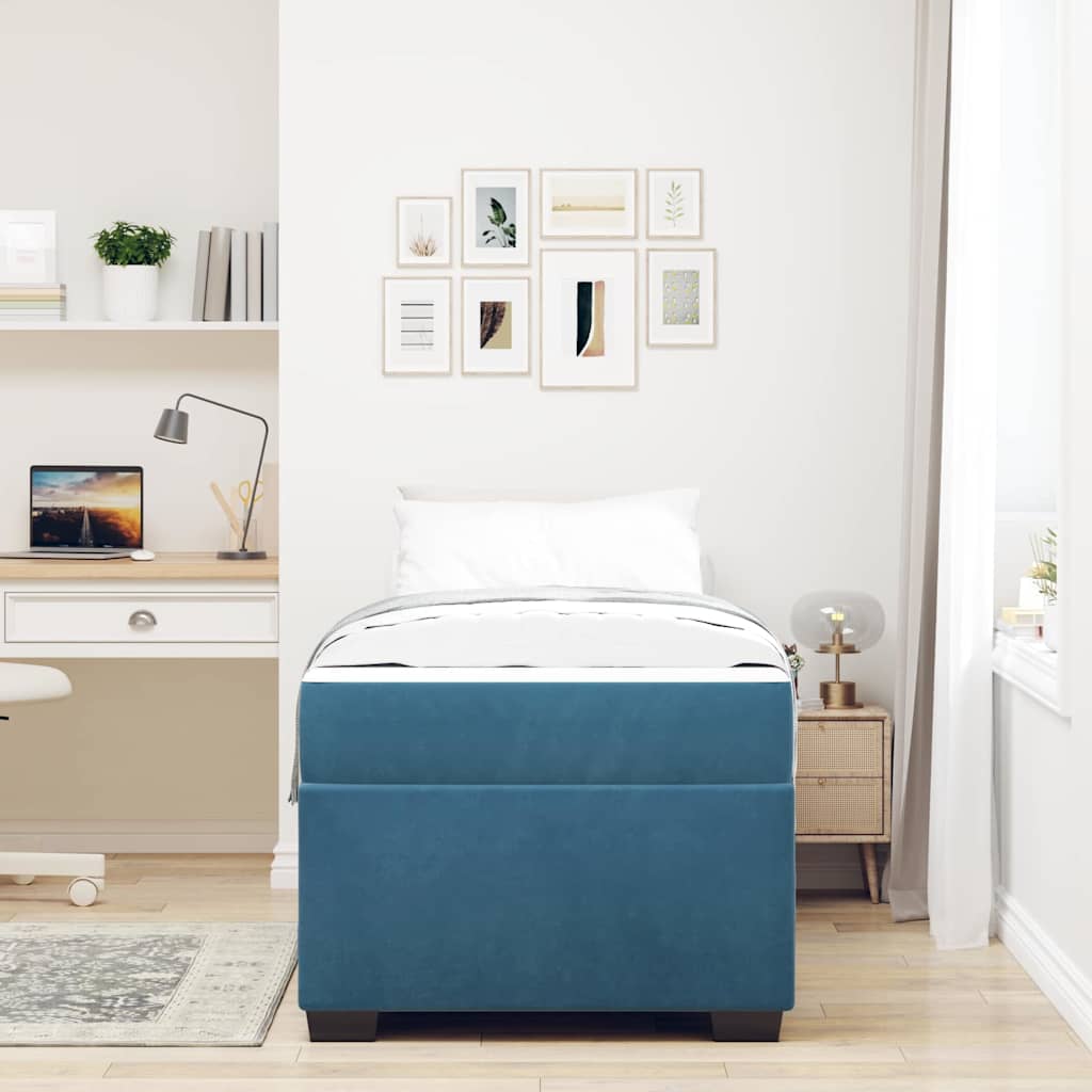 Struttura del letto con materasso Blu Scuro 90 x 200 cm Tessuto