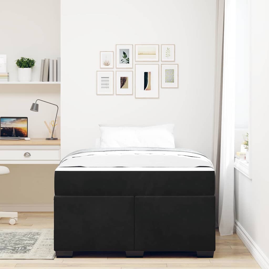Struttura del letto con materasso Nero 120 x 200 cm Tessuto