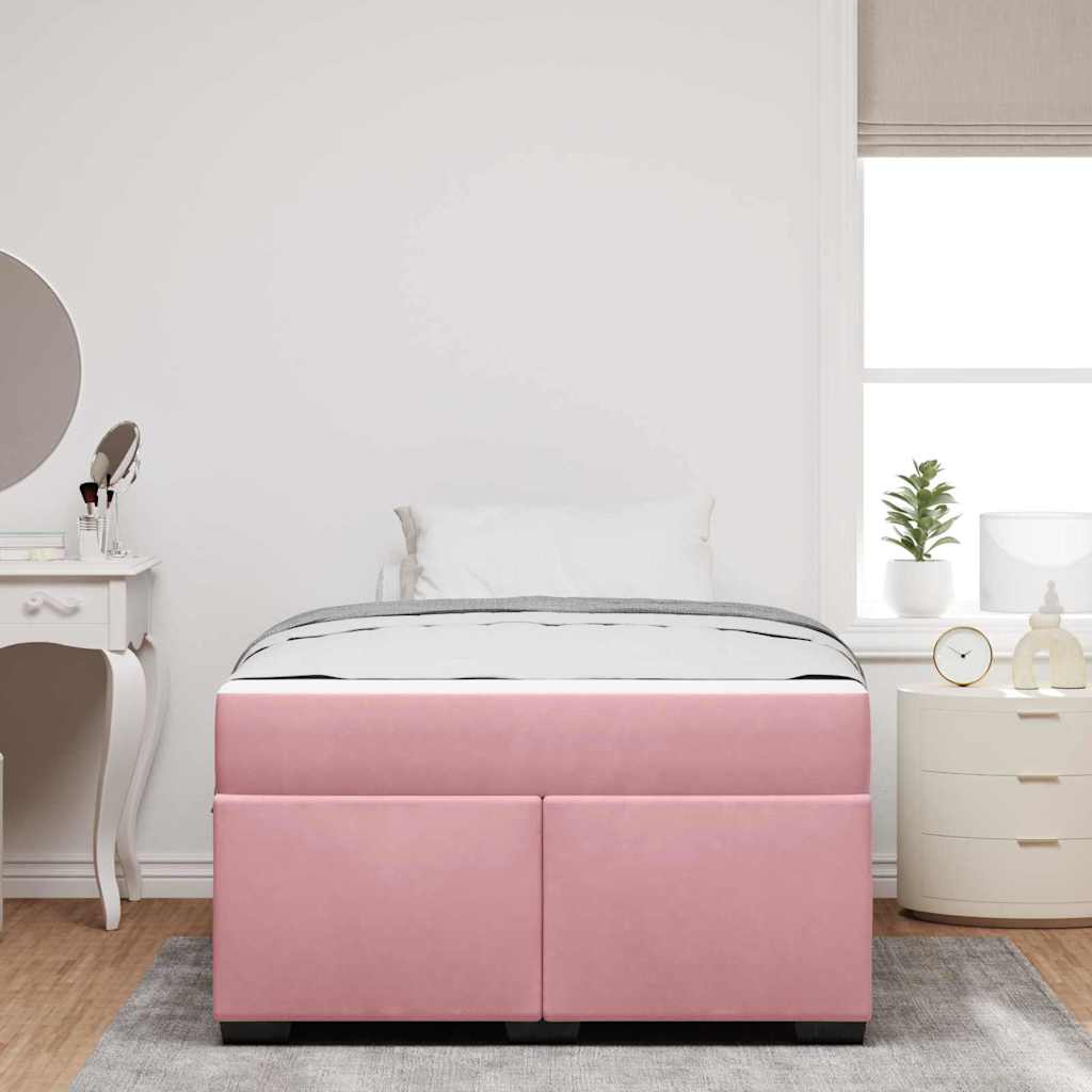 Struttura del letto con materasso Rosa 120 x 200 cm Tessuto