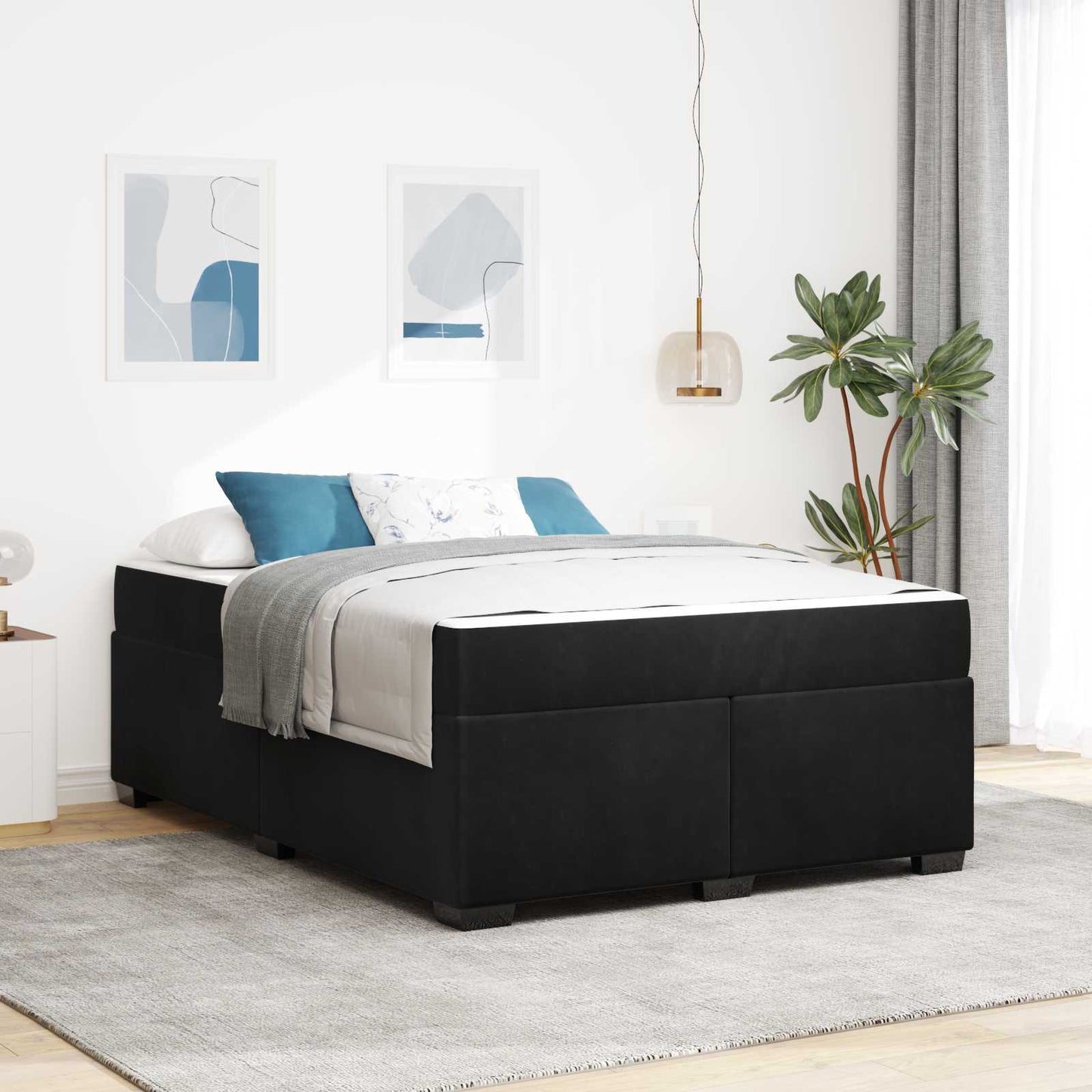 Struttura del letto con materasso Nero 140 x 200 cm Tessuto