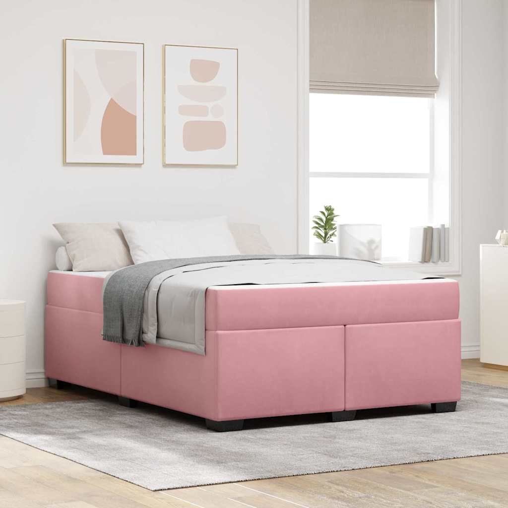 Struttura del letto con materasso Rosa 140 x 200 cm Tessuto