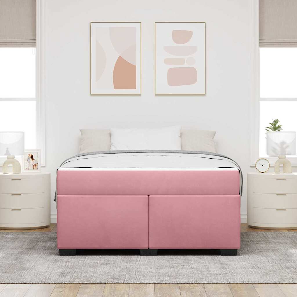 Struttura del letto con materasso Rosa 140 x 200 cm Tessuto
