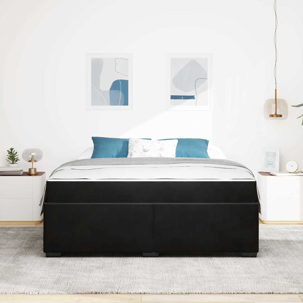Struttura del letto con materasso Nero 180 x 200 cm Tessuto