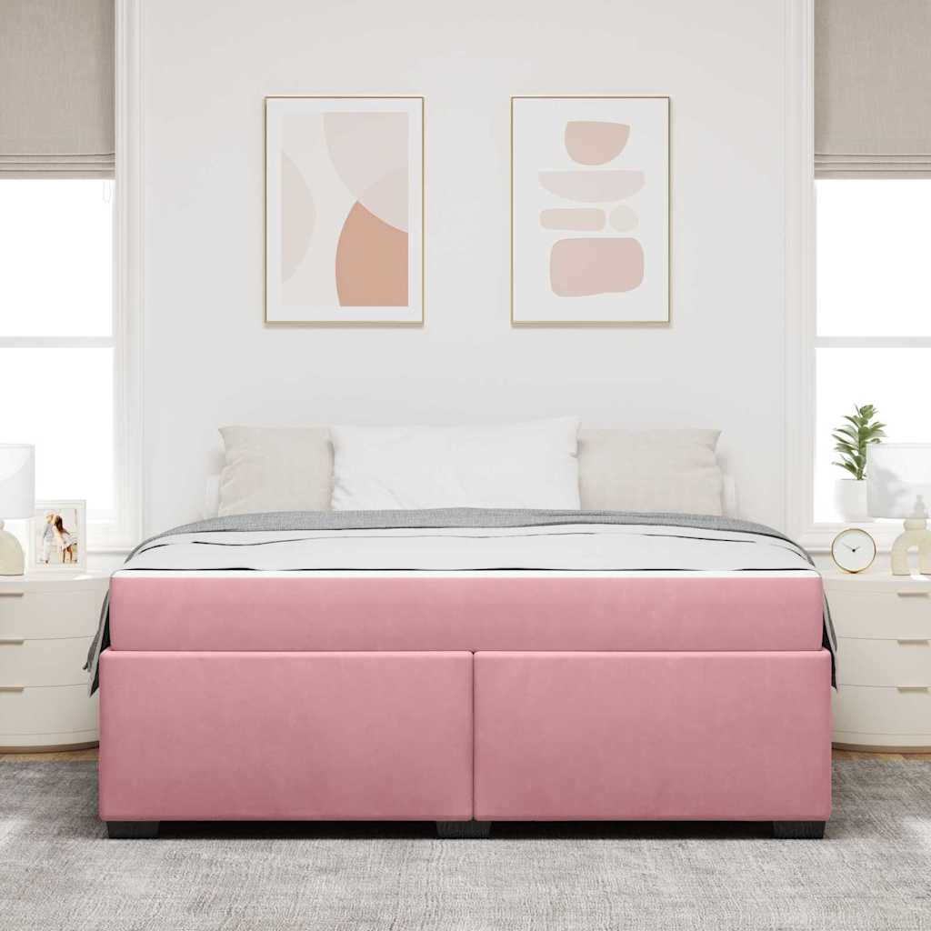 Struttura del letto con materasso Rosa 180 x 200 cm Tessuto