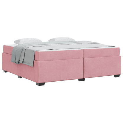 Struttura del letto con materasso Rosa 200 x 200 cm Tessuto