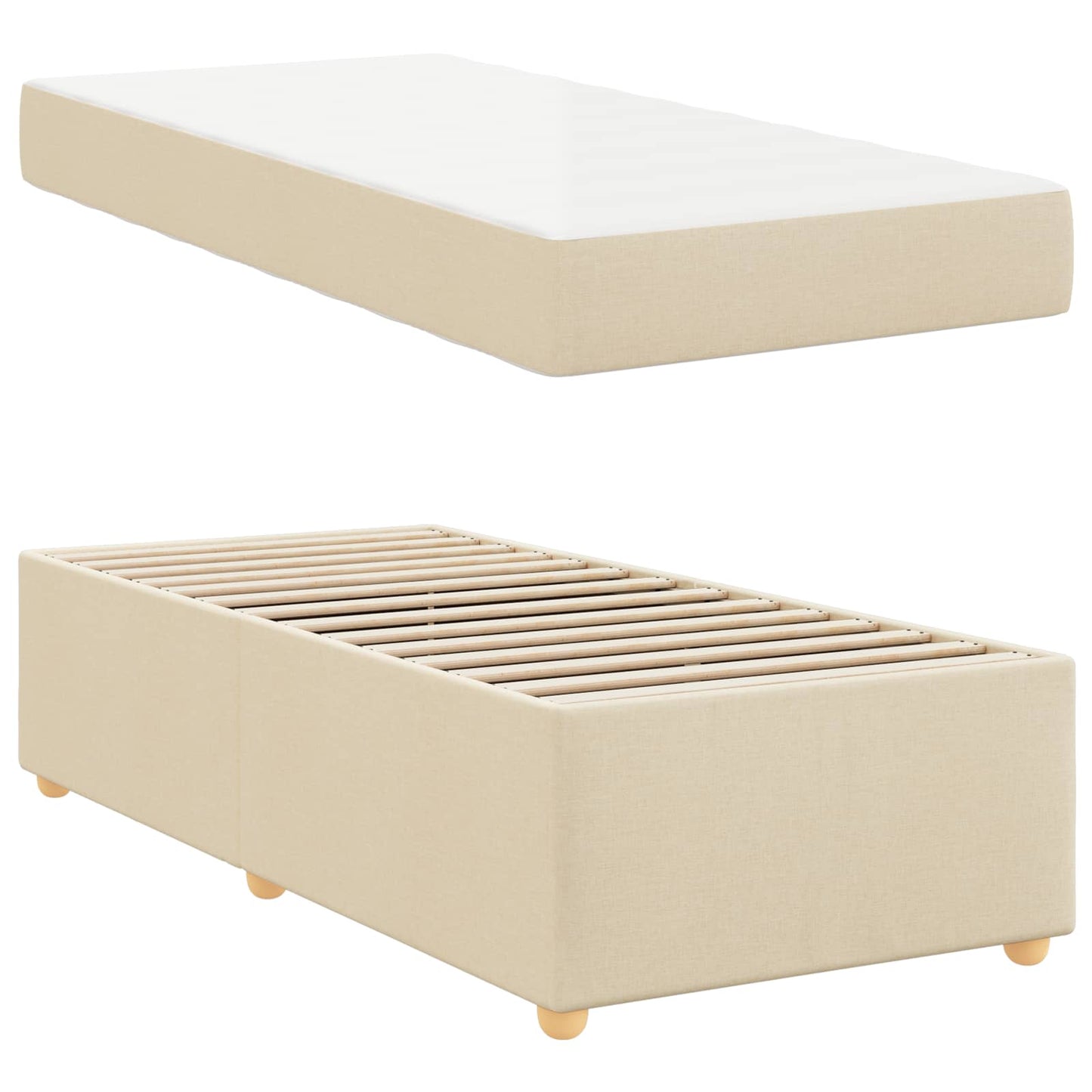 Struttura del letto con materasso Crema 80 x 200 cm Tessuto