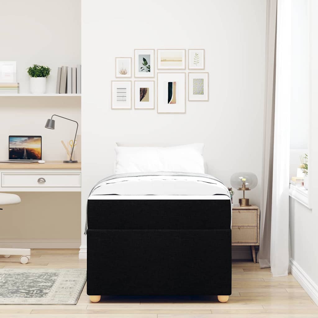 Struttura del letto con materasso Nero 90 x 190 cm Tessuto