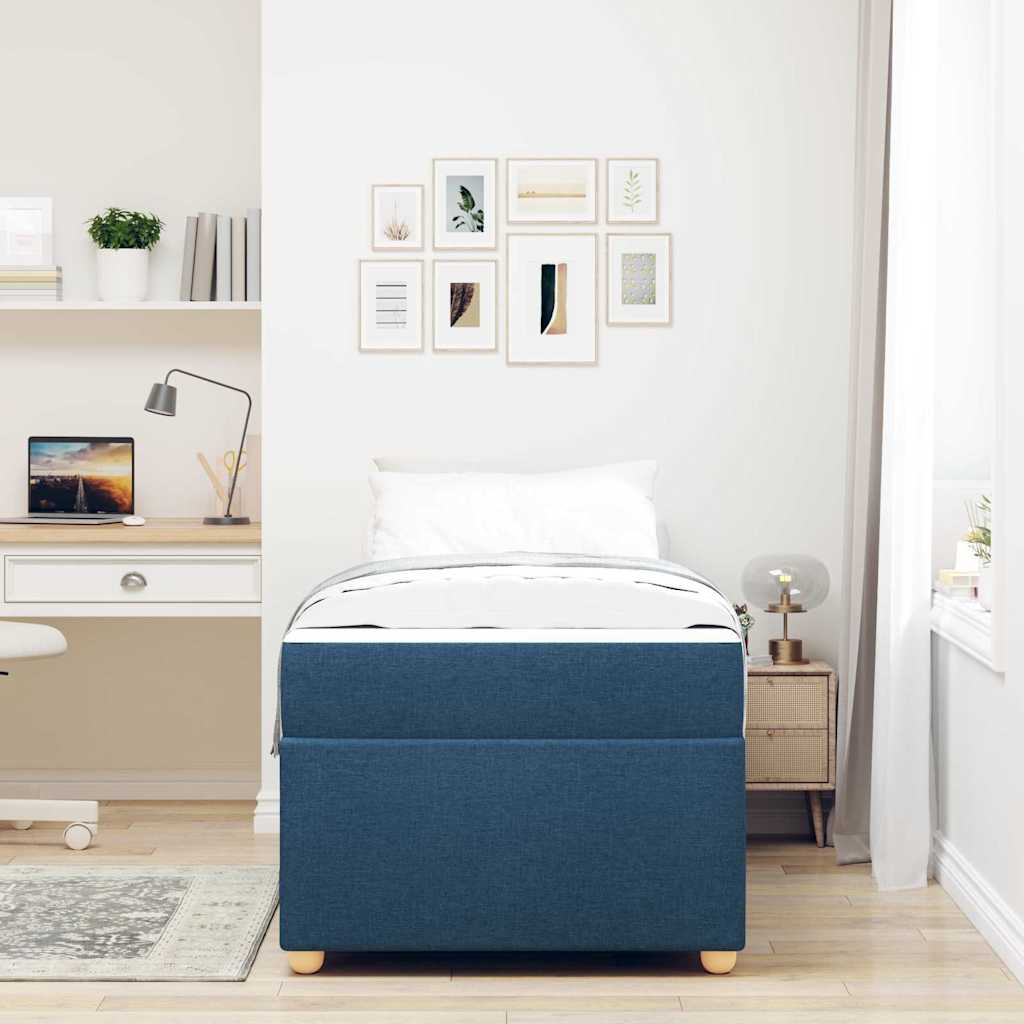 Struttura del letto con materasso Blu 90 x 200 cm Tessuto