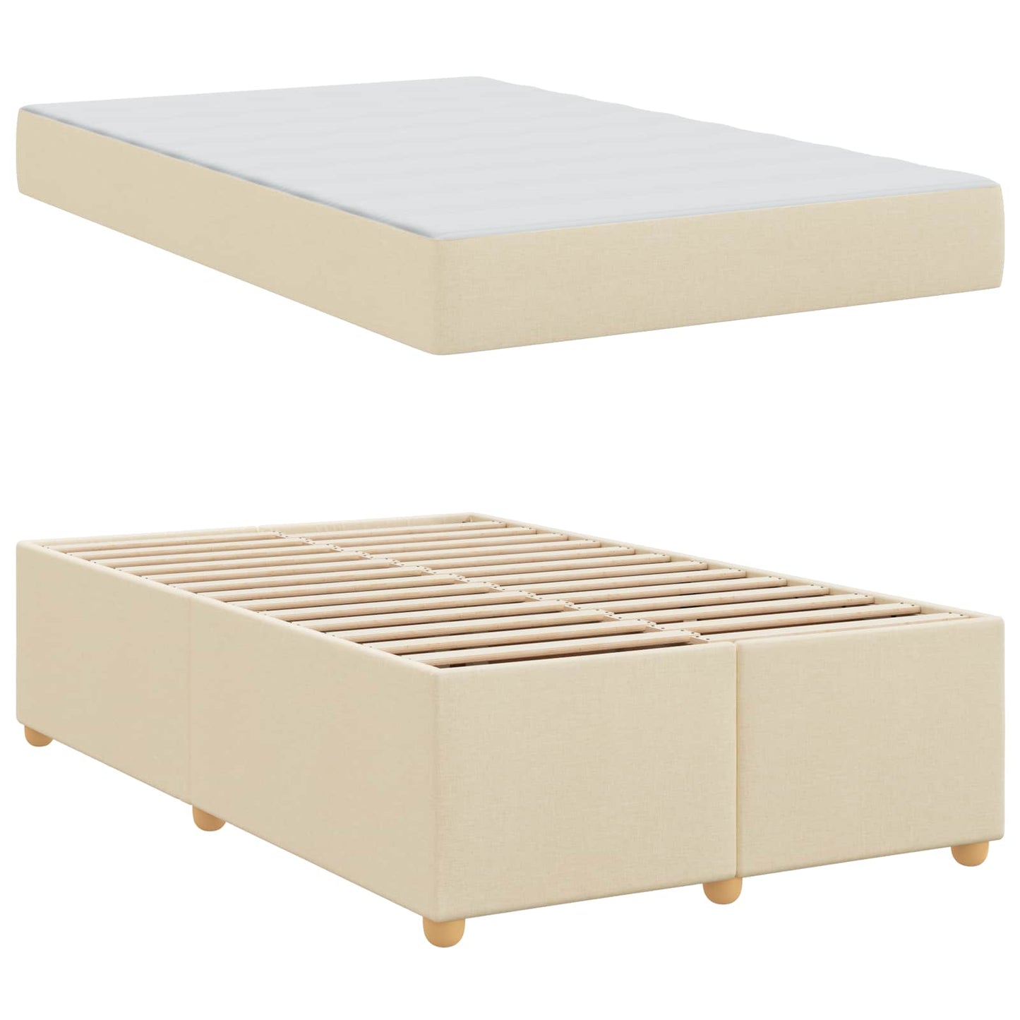 Struttura del letto con materasso Crema 120 x 190 cm Tessuto