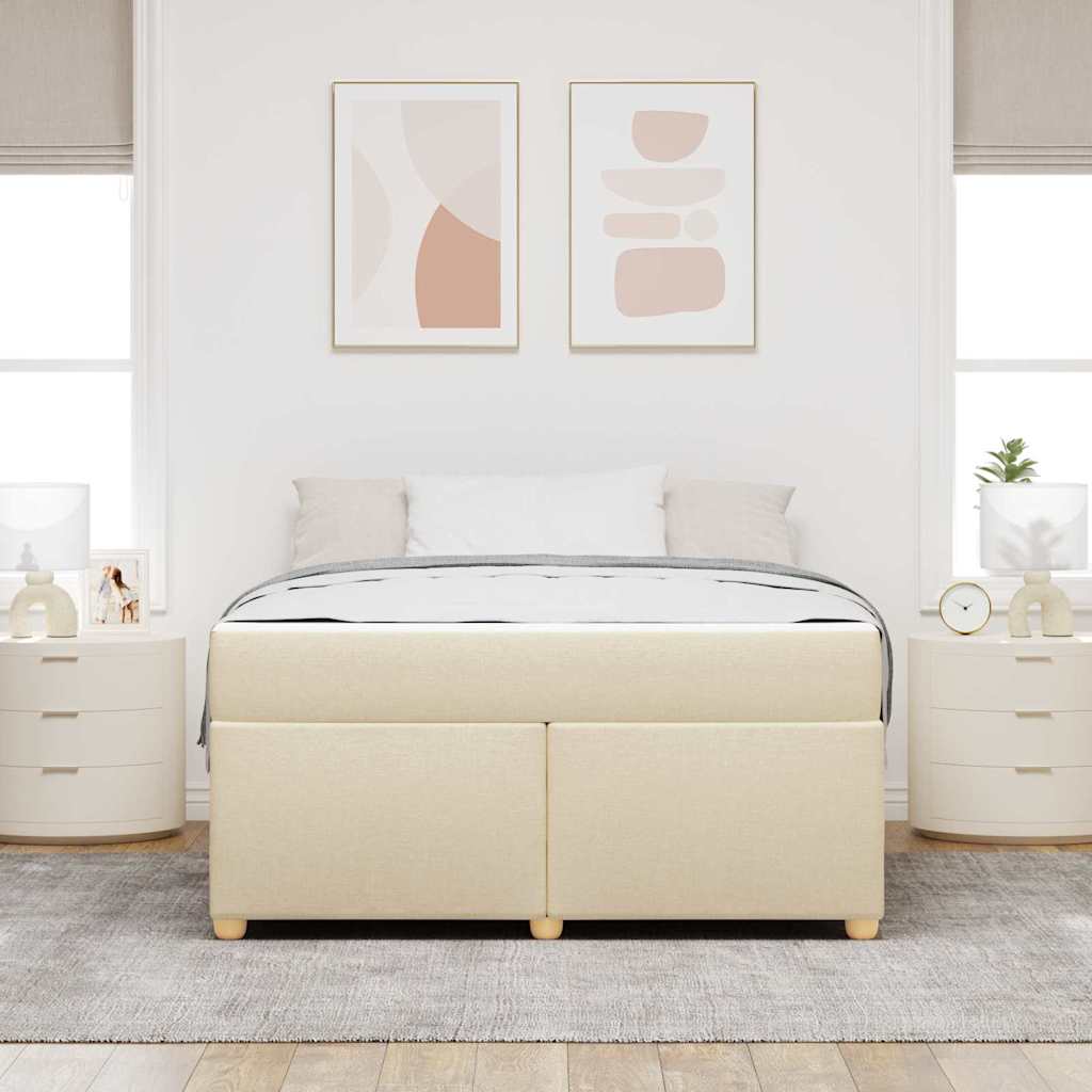 Struttura del letto con materasso Crema 140 x 200 cm Tessuto