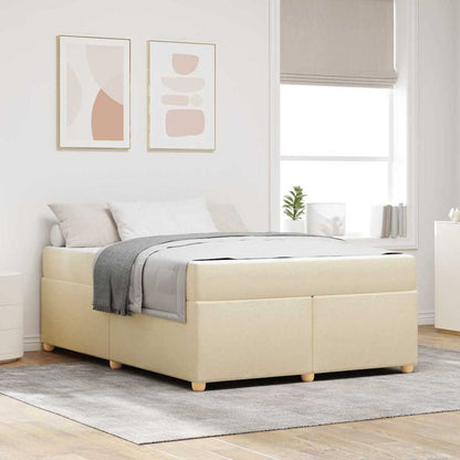 Struttura del letto con materasso Crema 160 x 200 cm Tessuto