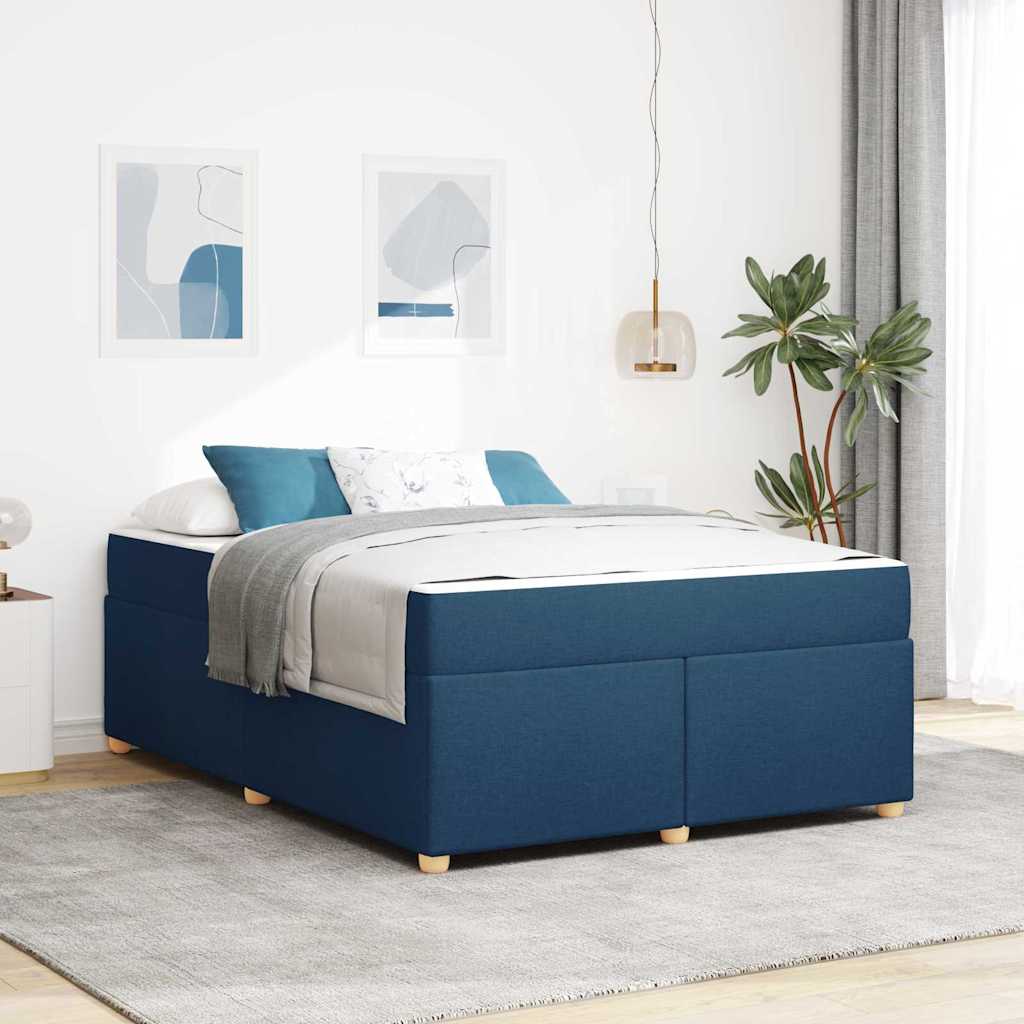 Struttura del letto con materasso Blu 160 x 200 cm Tessuto