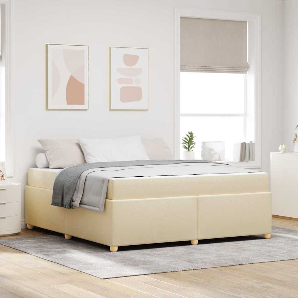 Struttura del letto con materasso Crema 180 x 200 cm Tessuto