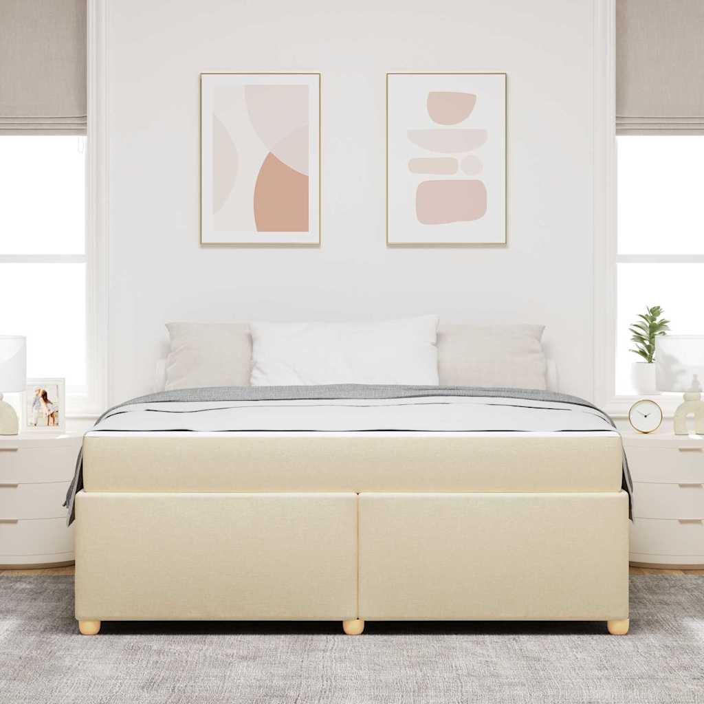 Struttura del letto con materasso Crema 180 x 200 cm Tessuto