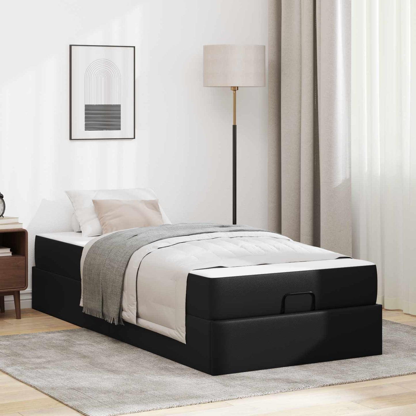 Struttura letto con materasso con materasso 2 pcs Nero PVC