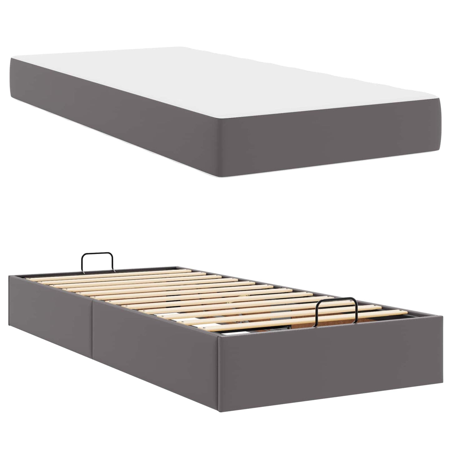 Struttura letto con materasso con materasso 2 pcs Grigio PVC