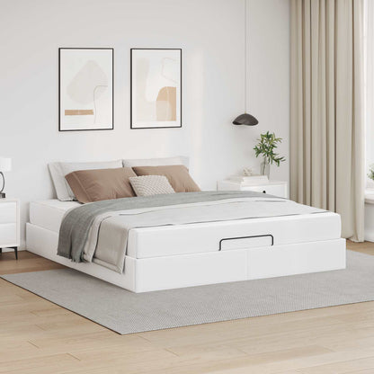 Struttura letto con materasso con materasso 2 pcs Bianco PVC