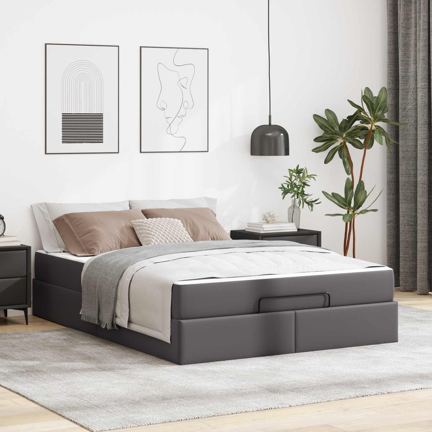 Struttura letto con materasso con materasso 2 pcs Grigio PVC