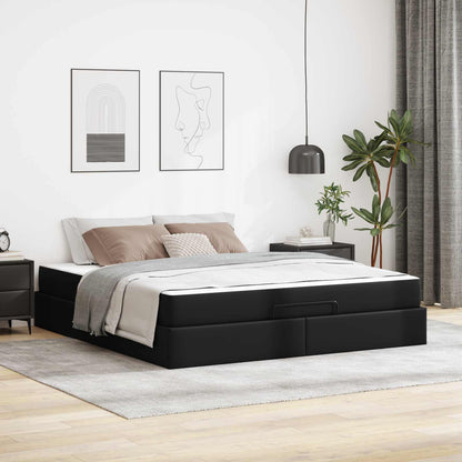 Struttura letto con materasso con materasso 2 pcs Nero PVC
