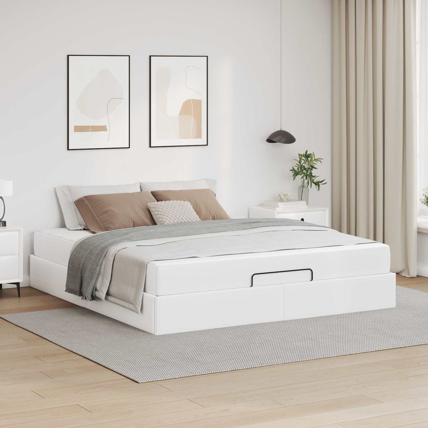 Struttura letto con materasso con materasso 2 pcs Bianco PVC