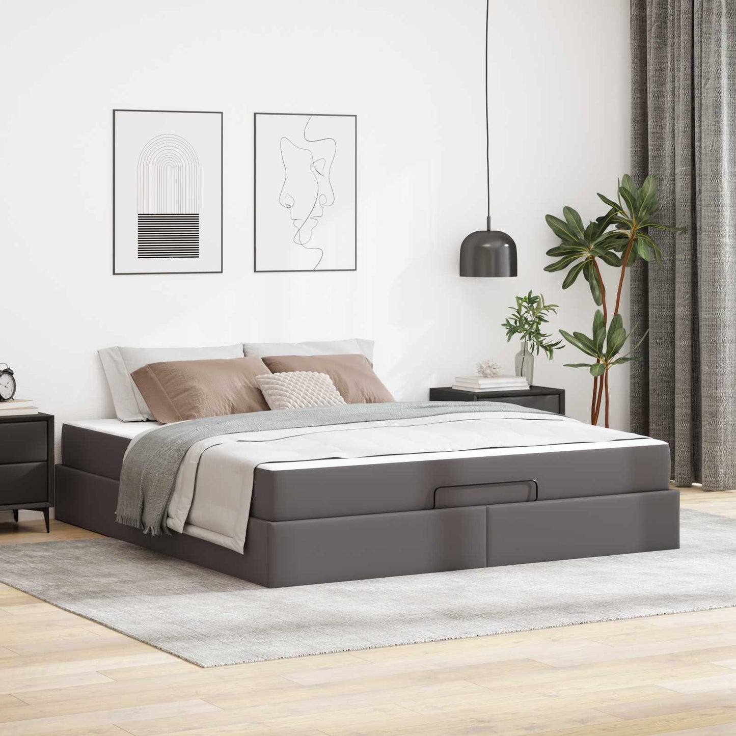 Struttura letto con materasso con materasso 2 pcs Grigio PVC