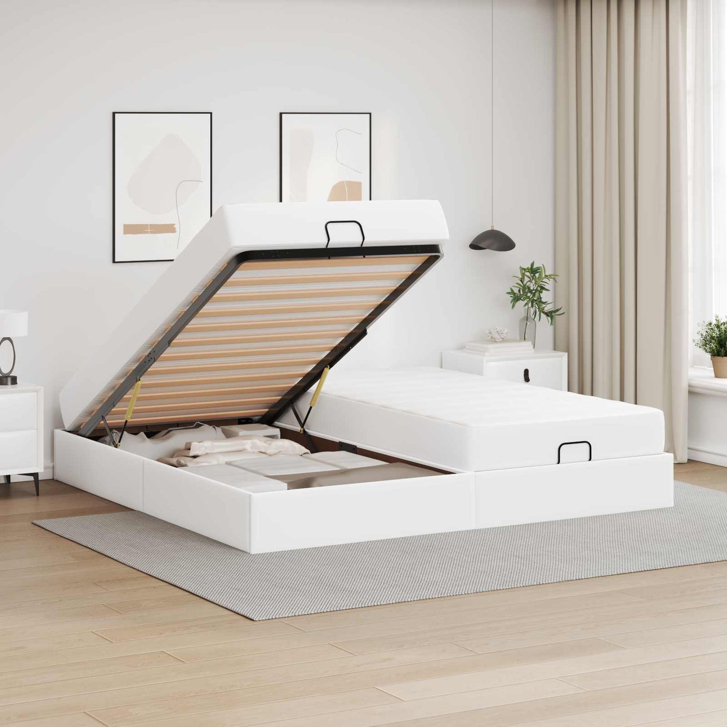 Struttura letto con materasso con materasso 2 pcs Bianco PVC